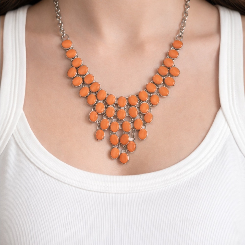 Chic Silver and Orange Necklace